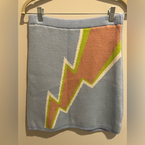 NWT Miss Sparkling Pale Blue Lightning Bolt Sweater Knit Skirt - Picture 7 of 7